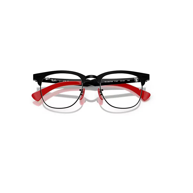 Rb3807vm Optics Scuderia Ferrari Collection Eyeglasses Brushed Black Frame Clear Lenses Polarized by Ray-Ban