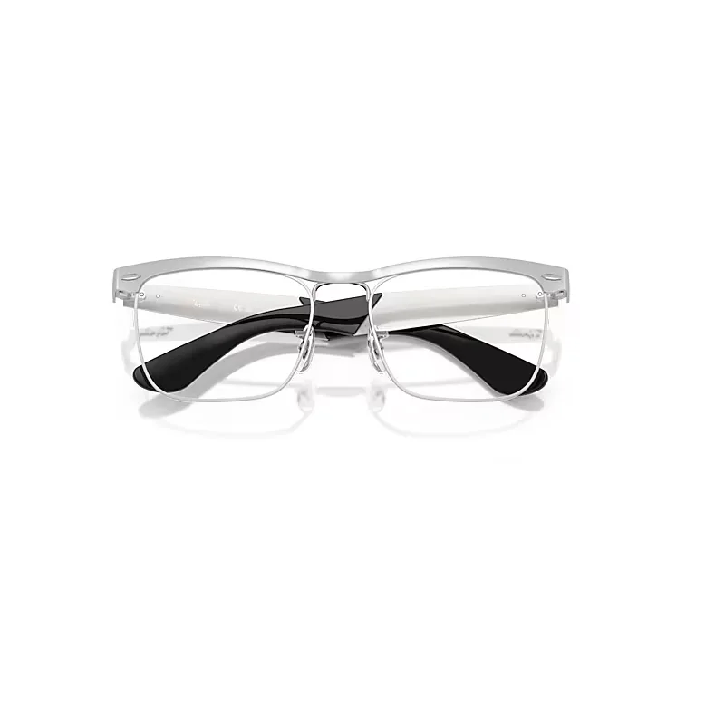 Wayfarer Deluxe Optics Eyeglasses Sandblasted Silver Frame Clear Lenses Polarized by Ray-Ban