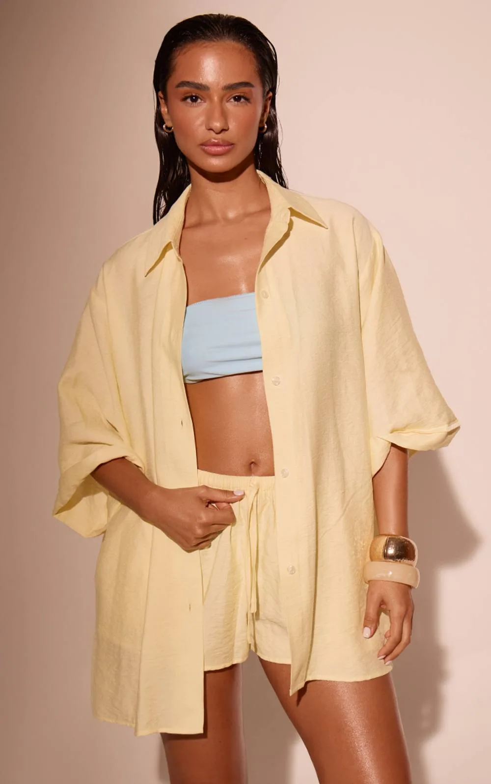 Linen Look Drop Shoulder Beach Shirt