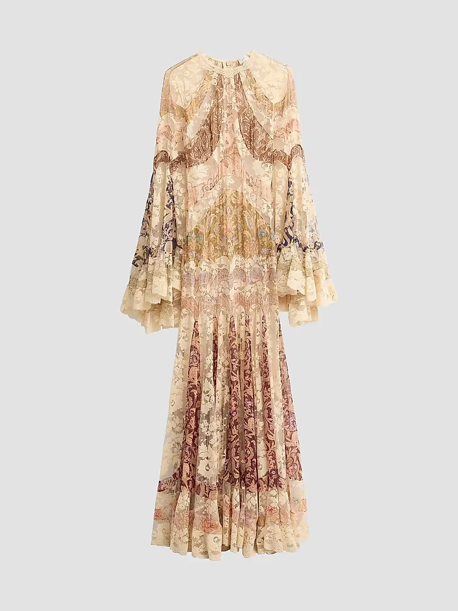 Valiant Floral Silk Patchwork Gown by Zimmermann