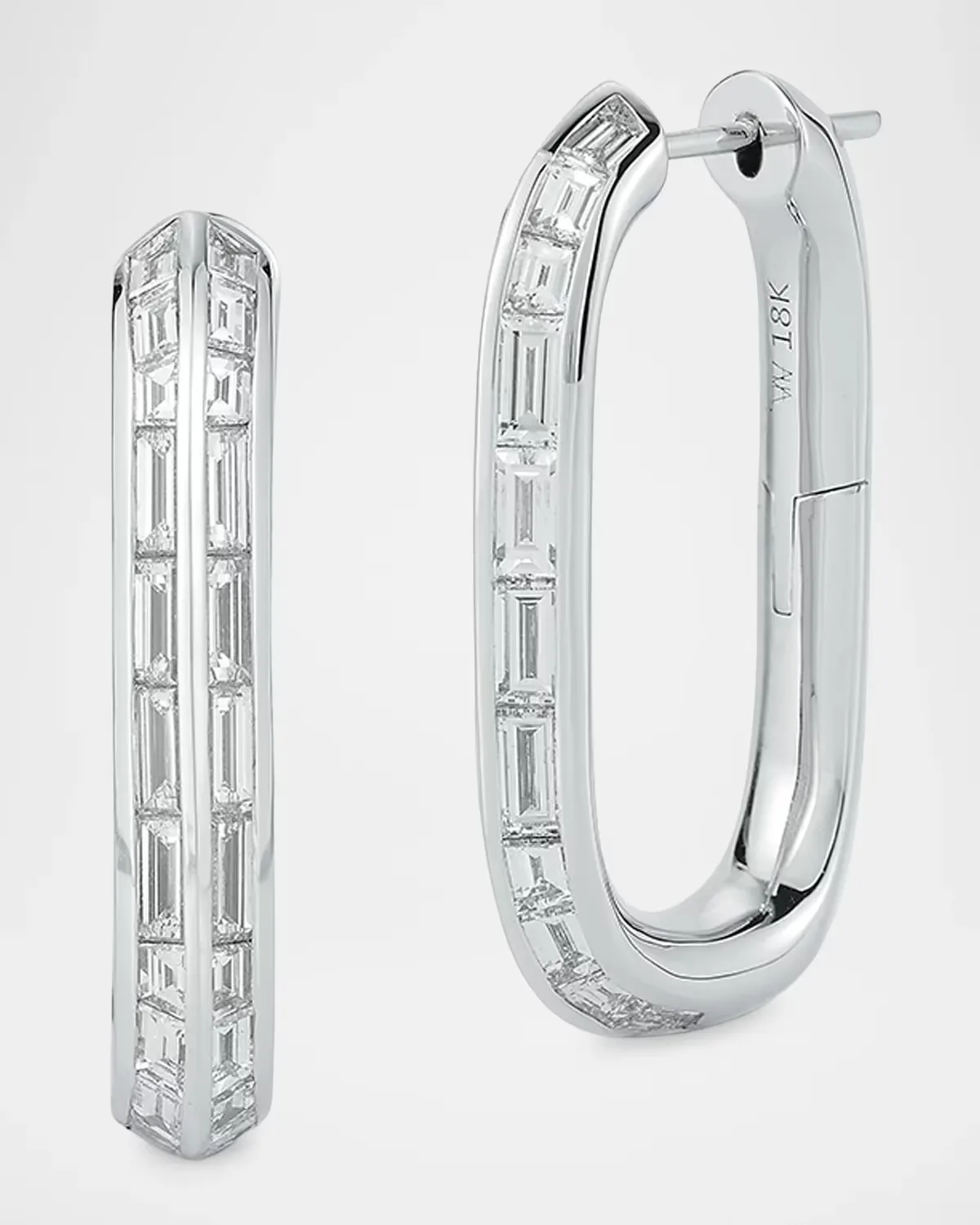 18K White Gold & 4.35 TCW Diamond Hoop Earrings by Walters Faith