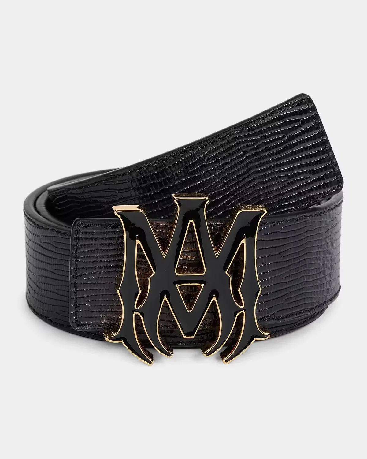 Lizard-Embossed Leather Belt by Amiri
