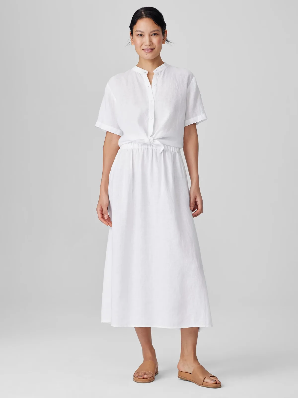 Organic Linen Pocket Skirt by EILEEN FISHER