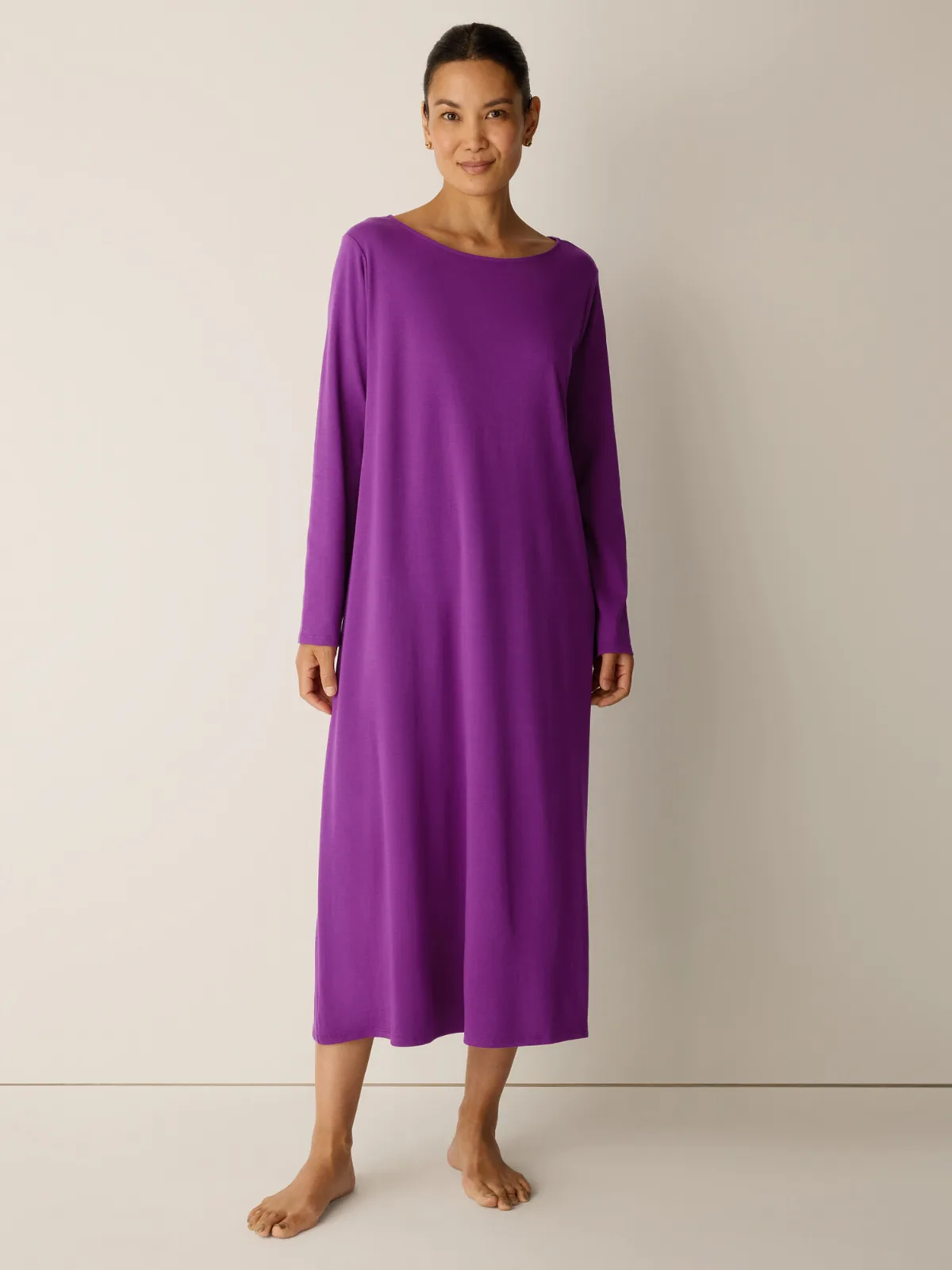 Organic Cotton Interlock Bateau Neck Sleep Dress by EILEEN FISHER