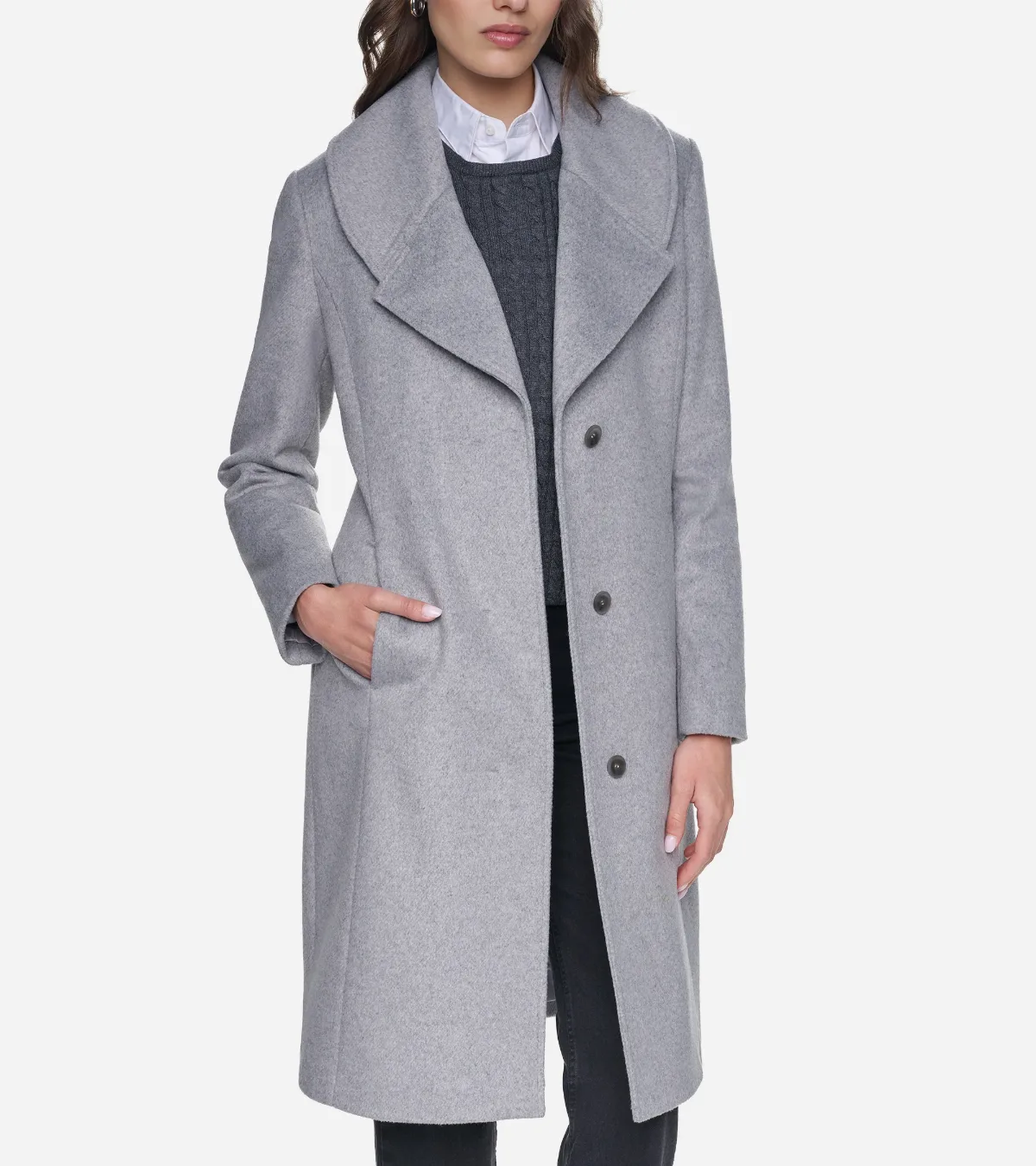 Slick Wool Draped Collar Coat by Cole Haan