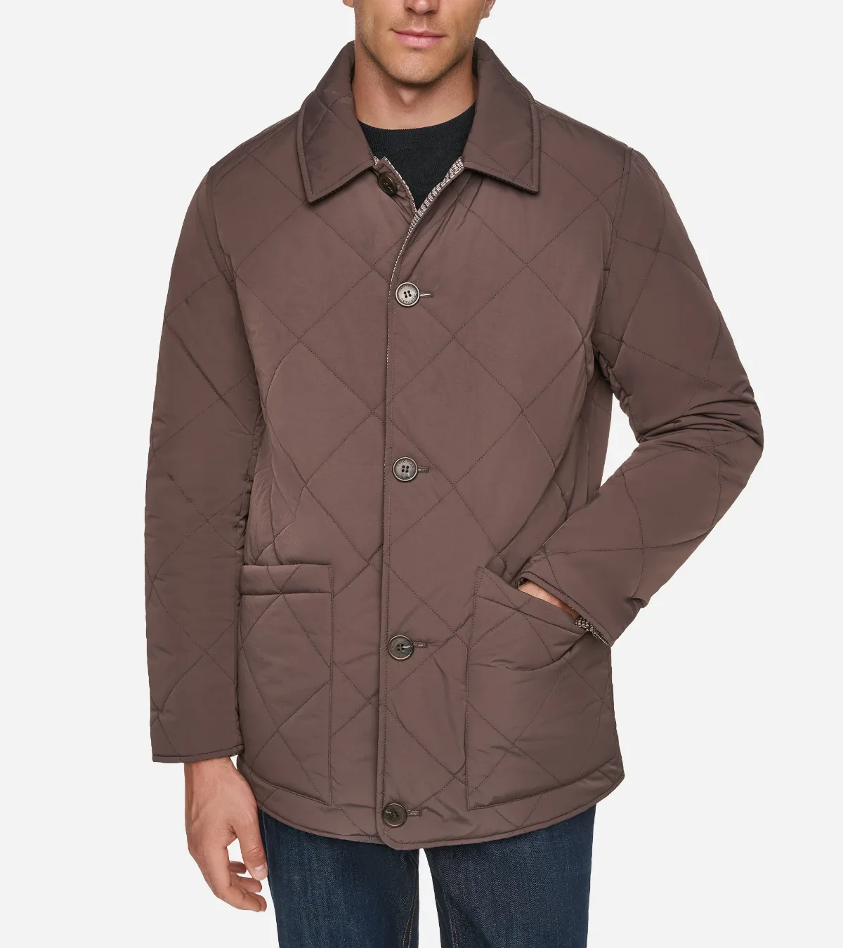 Reversible Plaid Quilted Barn Jacket by Cole Haan