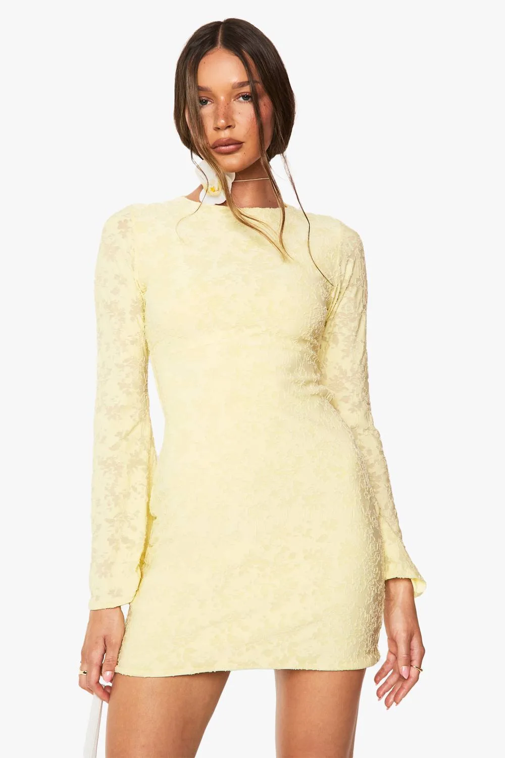 Burnout Flare Sleeve Mini Dress by boohoo