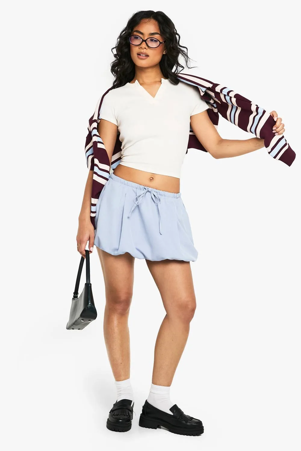 Woven Puffball Mini Skirt by boohoo