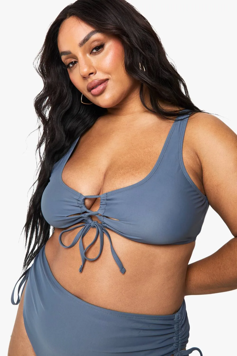 Padded Lace Up Bikini Top by boohoo