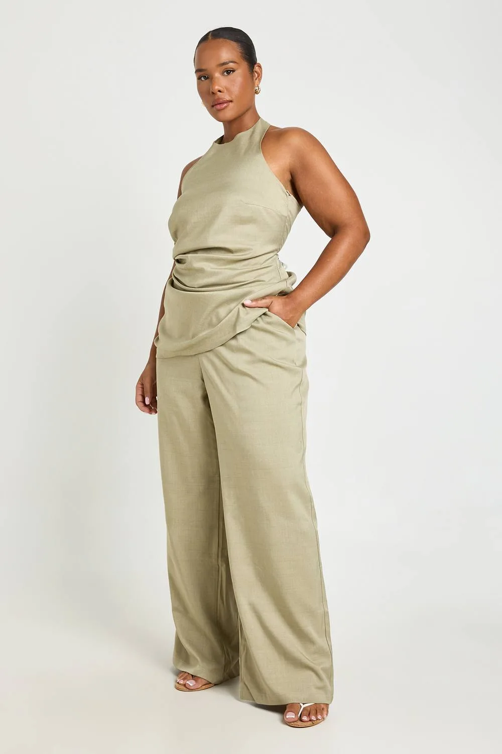 Marl Mid Rise Tailored Trouser