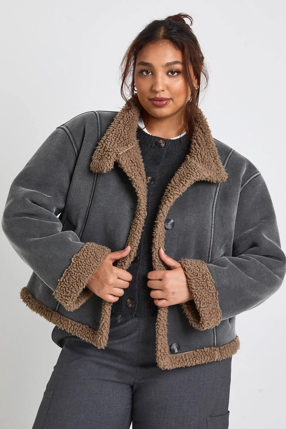 Teddy Trim Detail Jacket
