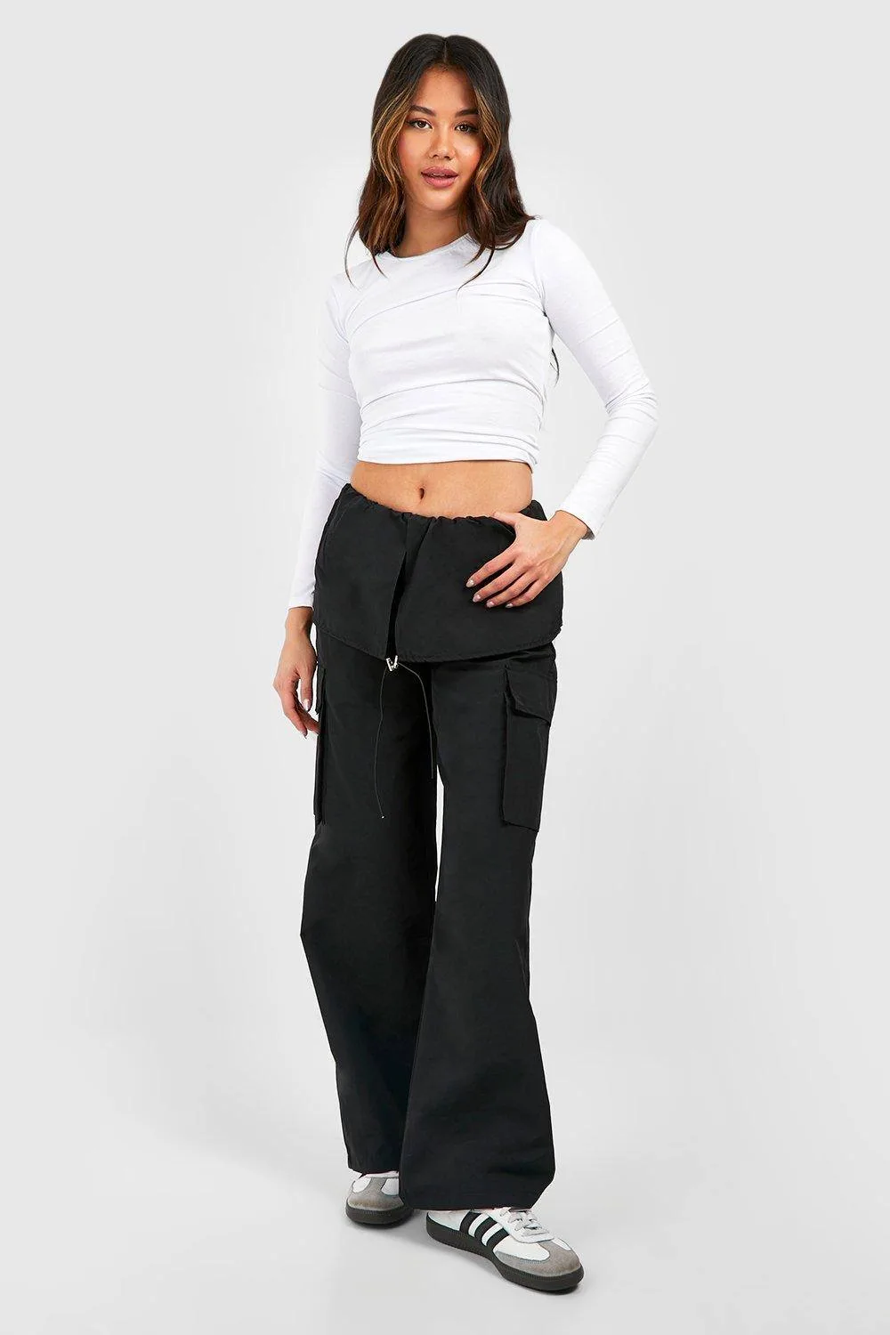Overlay Waist Parachute Trousers by boohoo