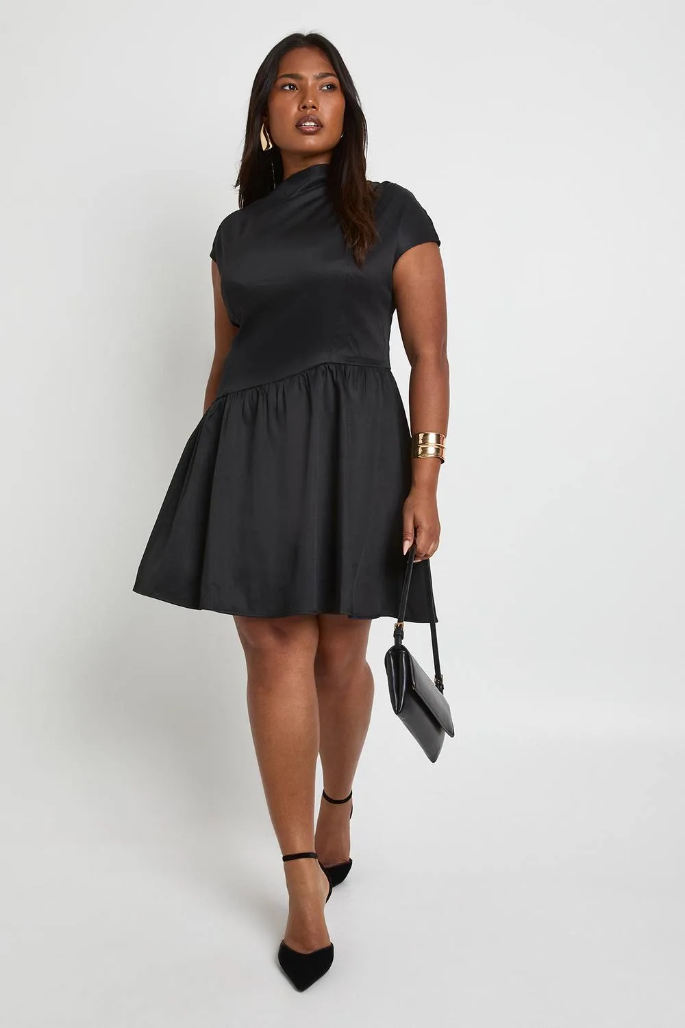 Asymmetric Waistband Skater Dress by boohoo