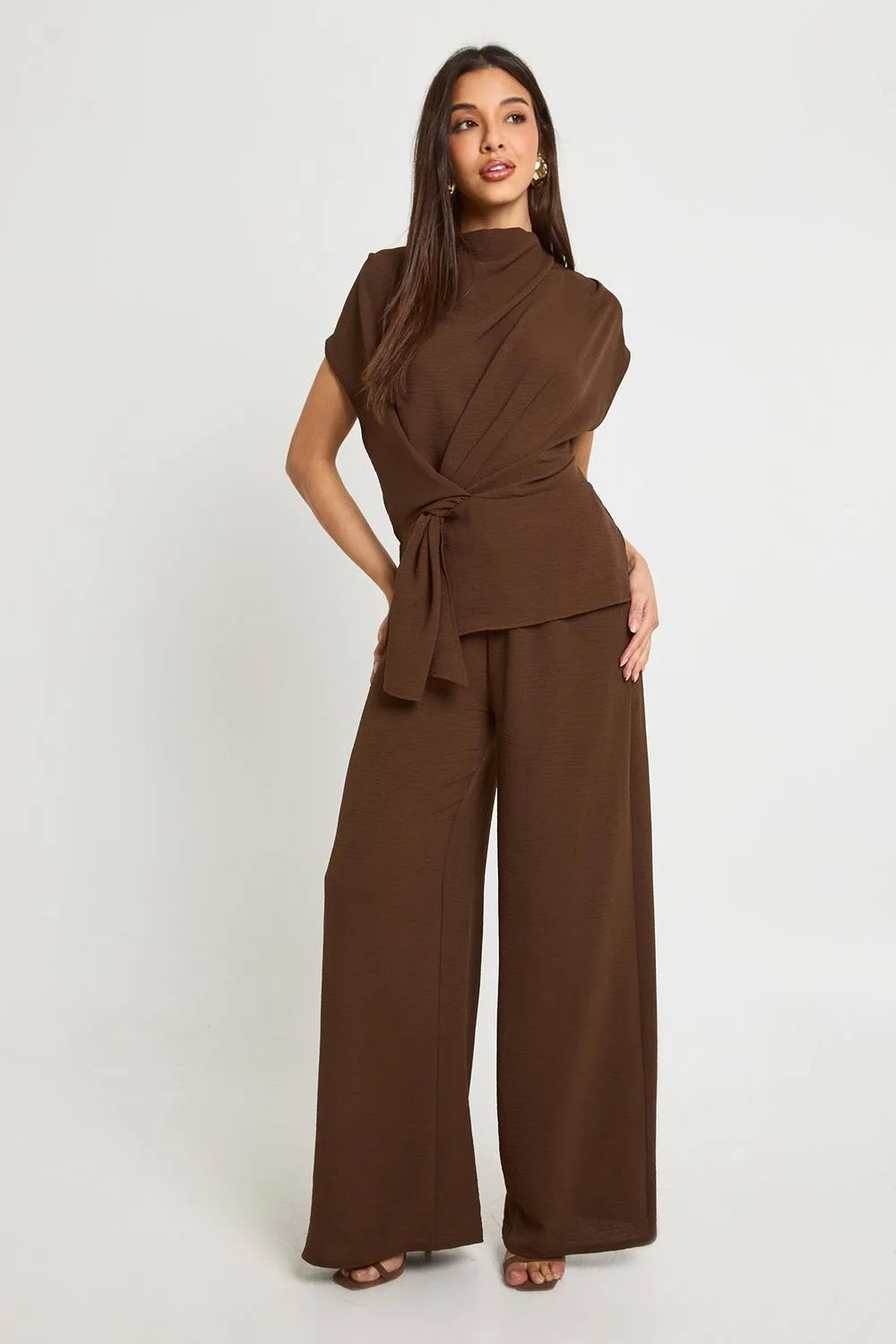 Woven Drape Blouse & Trouser Co-Ord by boohoo