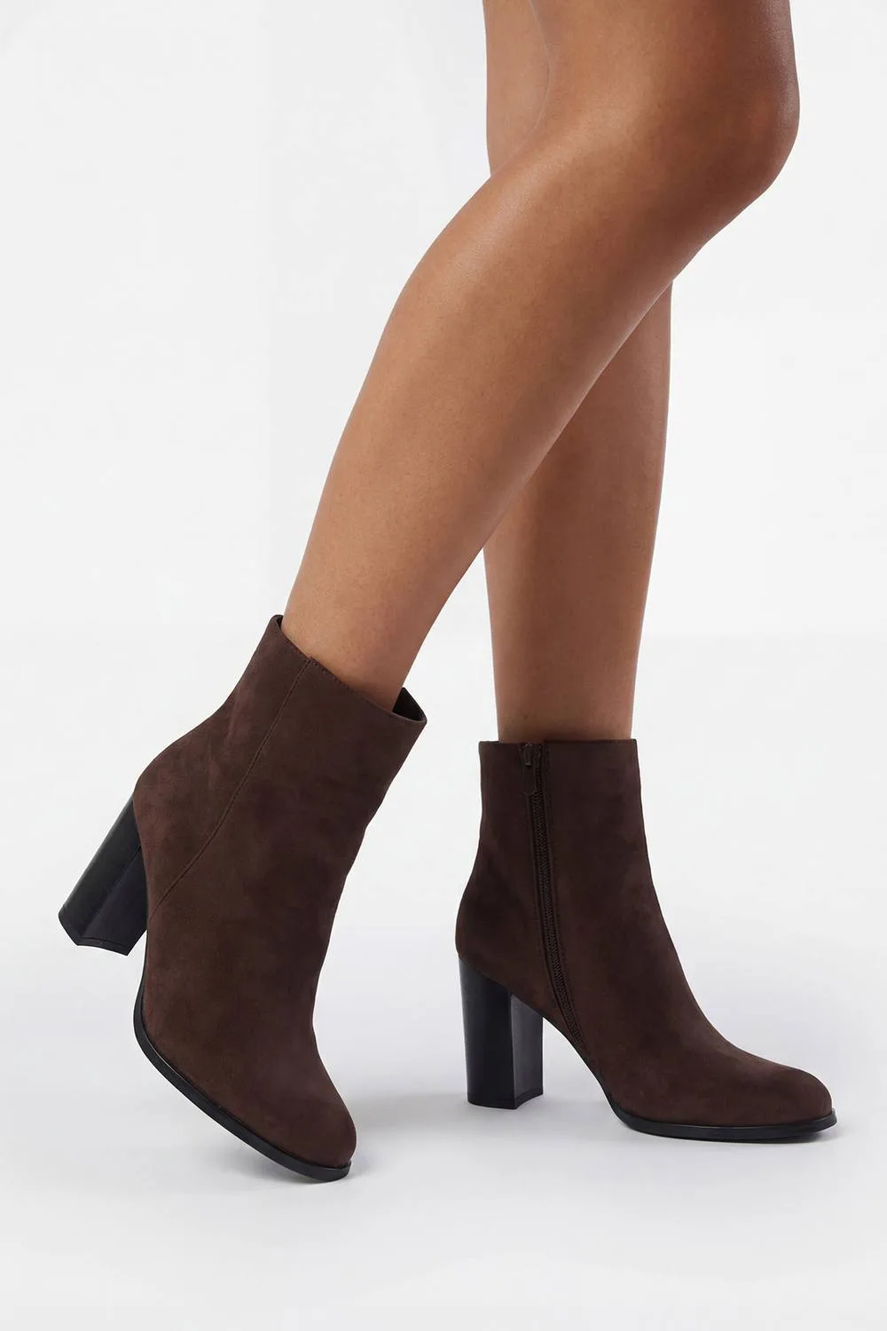 Faux Suede High Block Ankle Boots by boohoo