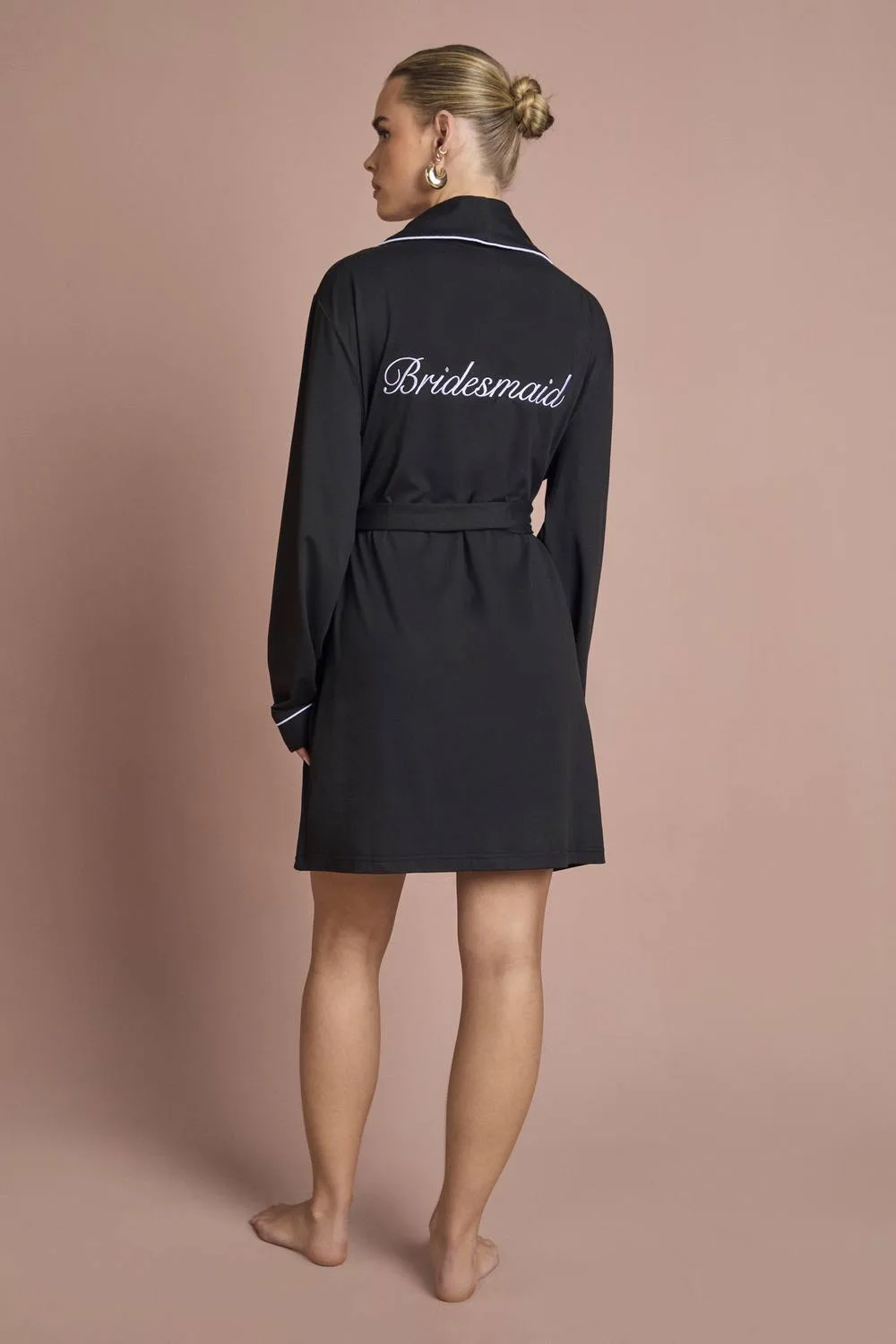 Bridal Bridesmaid Jersey Embroidered Mini Robe by boohoo