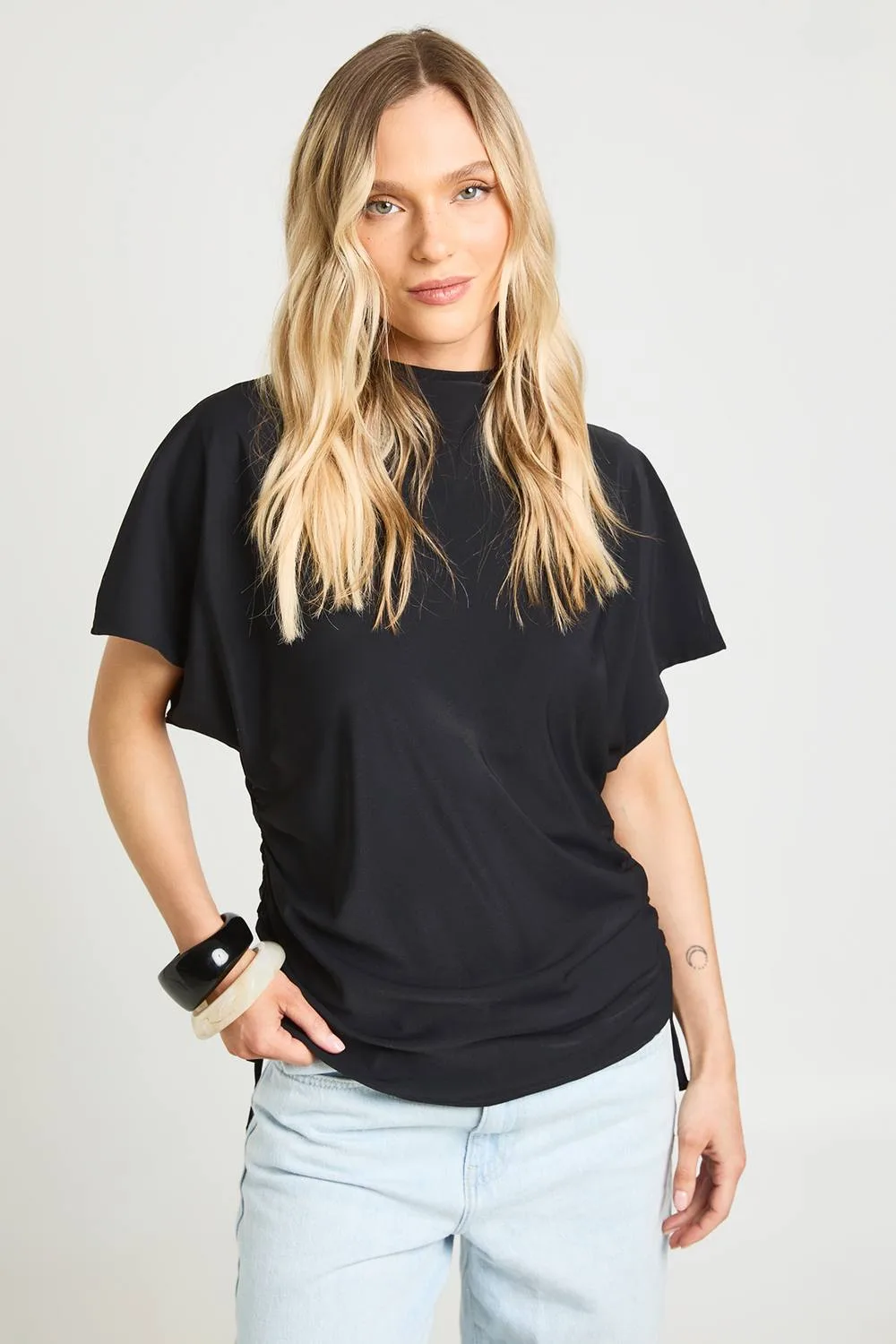 Loose Ruched Side Body Top