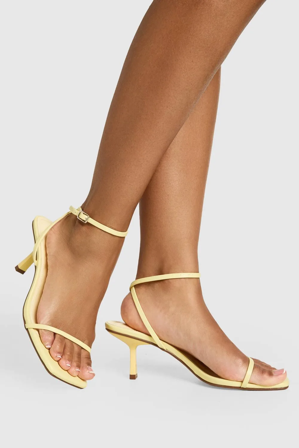 Wide Fit Square Toe 2 Part Mid High Heels by boohoo