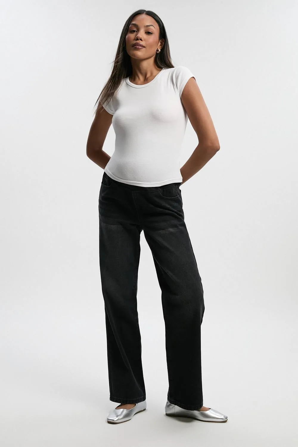 Maternity Over the Bump Boyfriend Jeans by boohoo