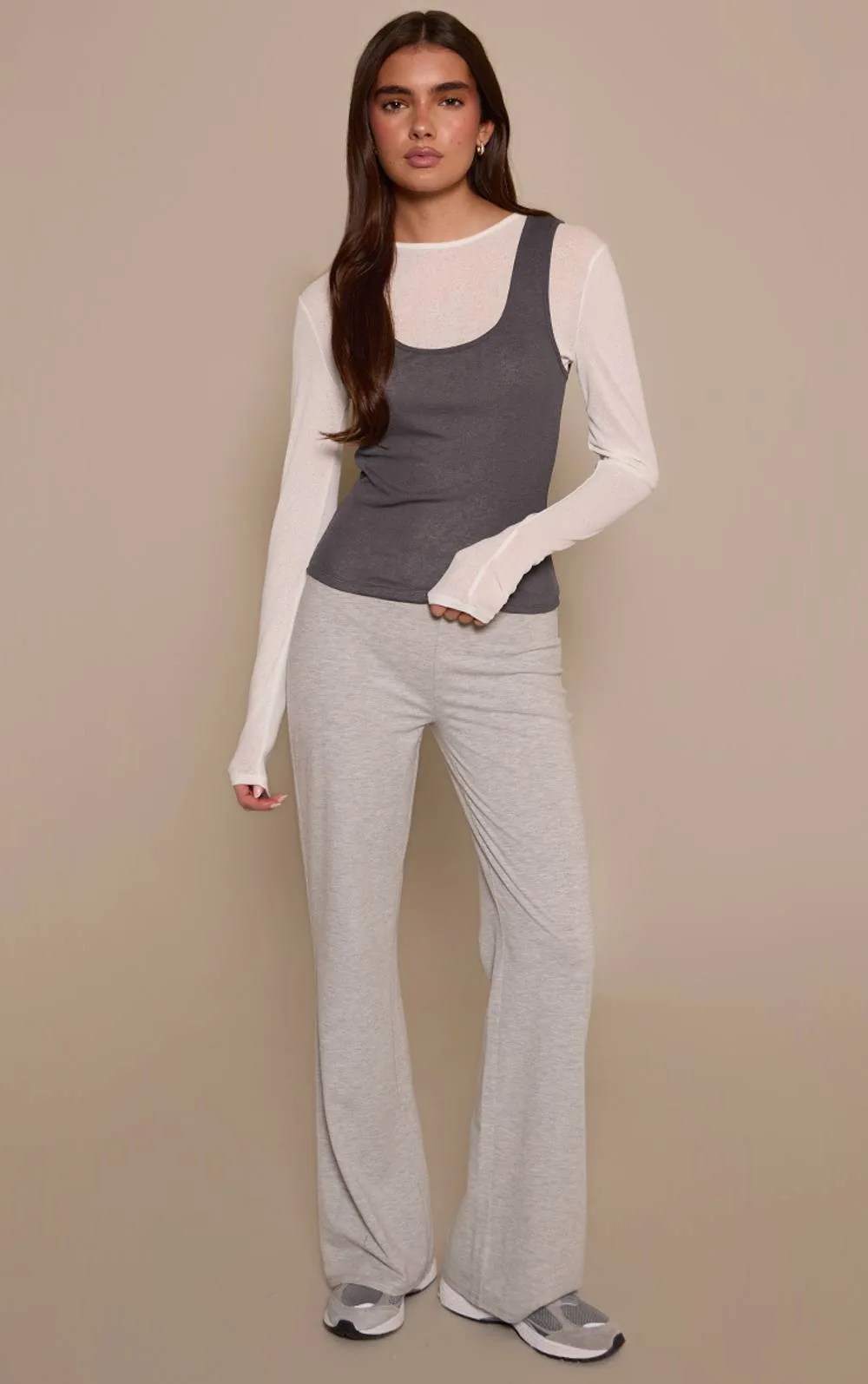 Soft Cotton Flared Trousers by PrettyLittleThing