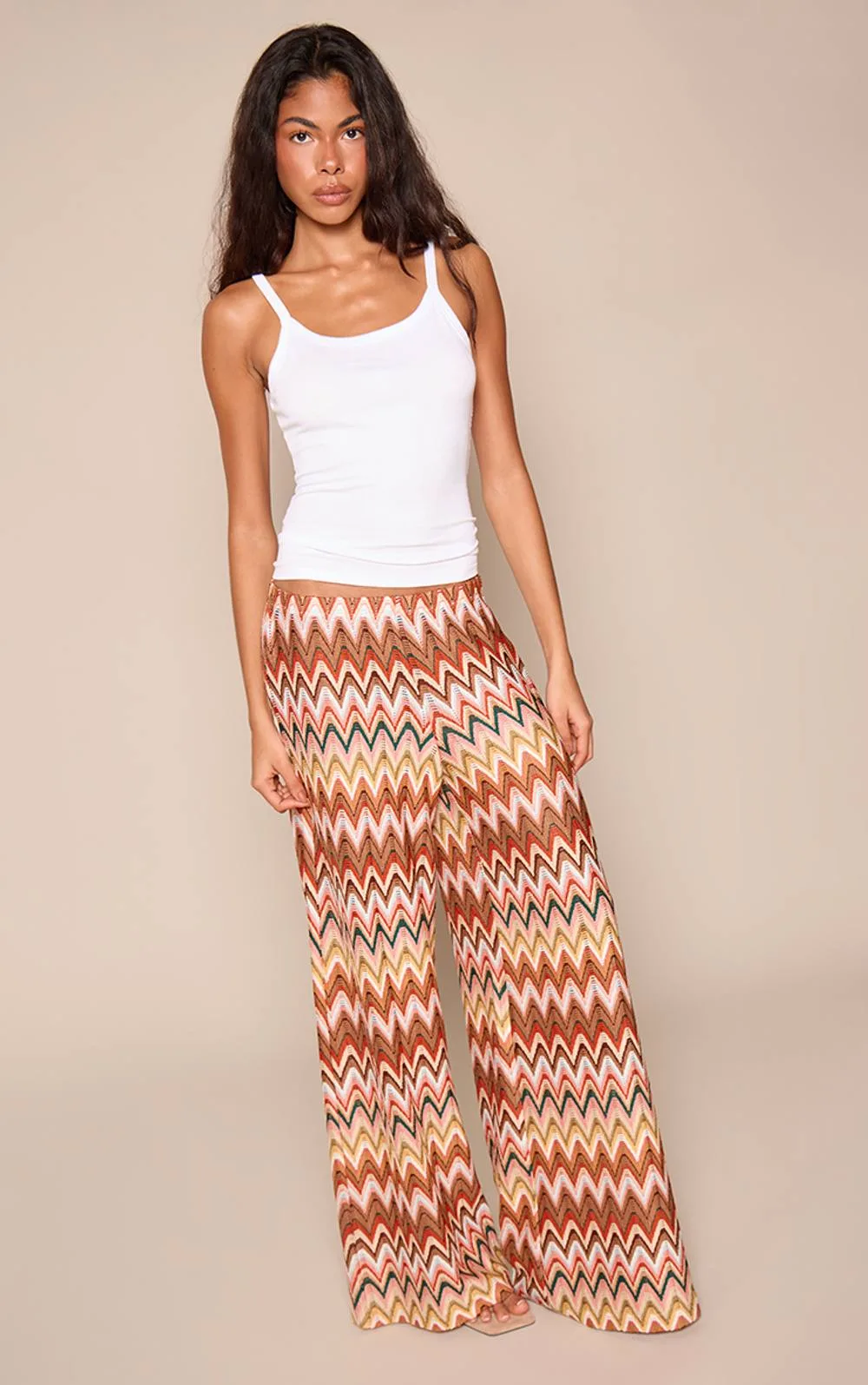 Textured Print Wide Leg Trouser by PrettyLittleThing