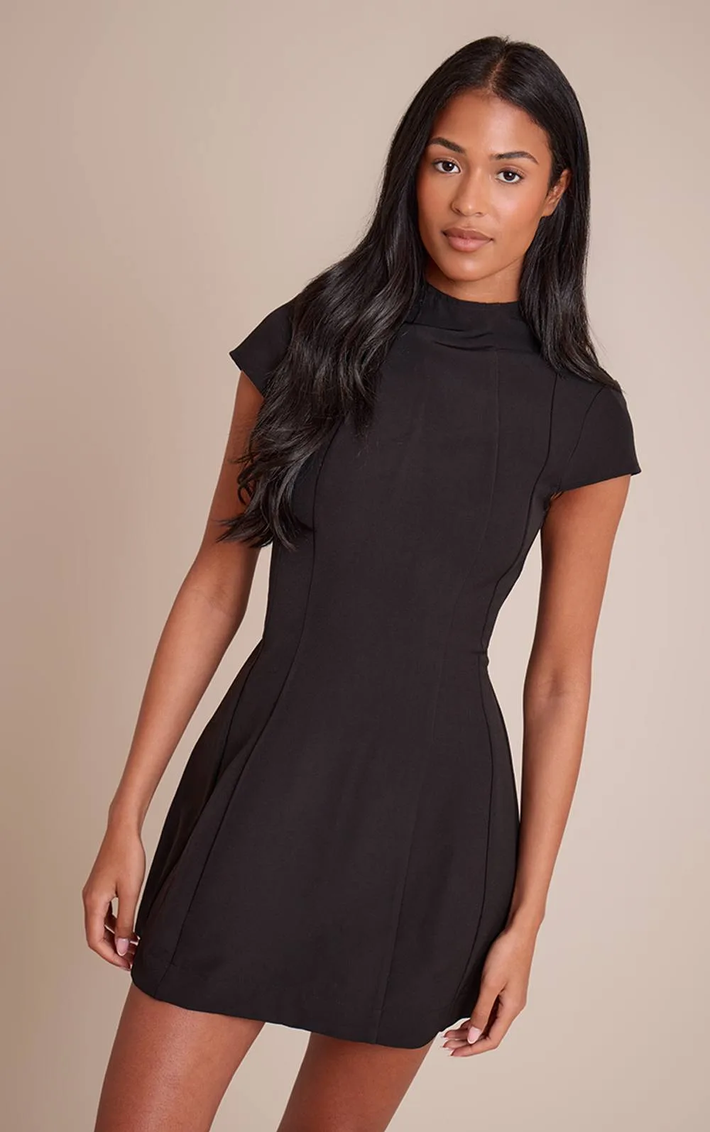 High Neck Cinched Mini Dress by PrettyLittleThing