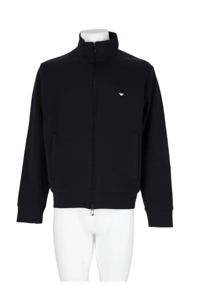 Sweatshirt with High Collar and Full Front Zipper by Emporio Armani