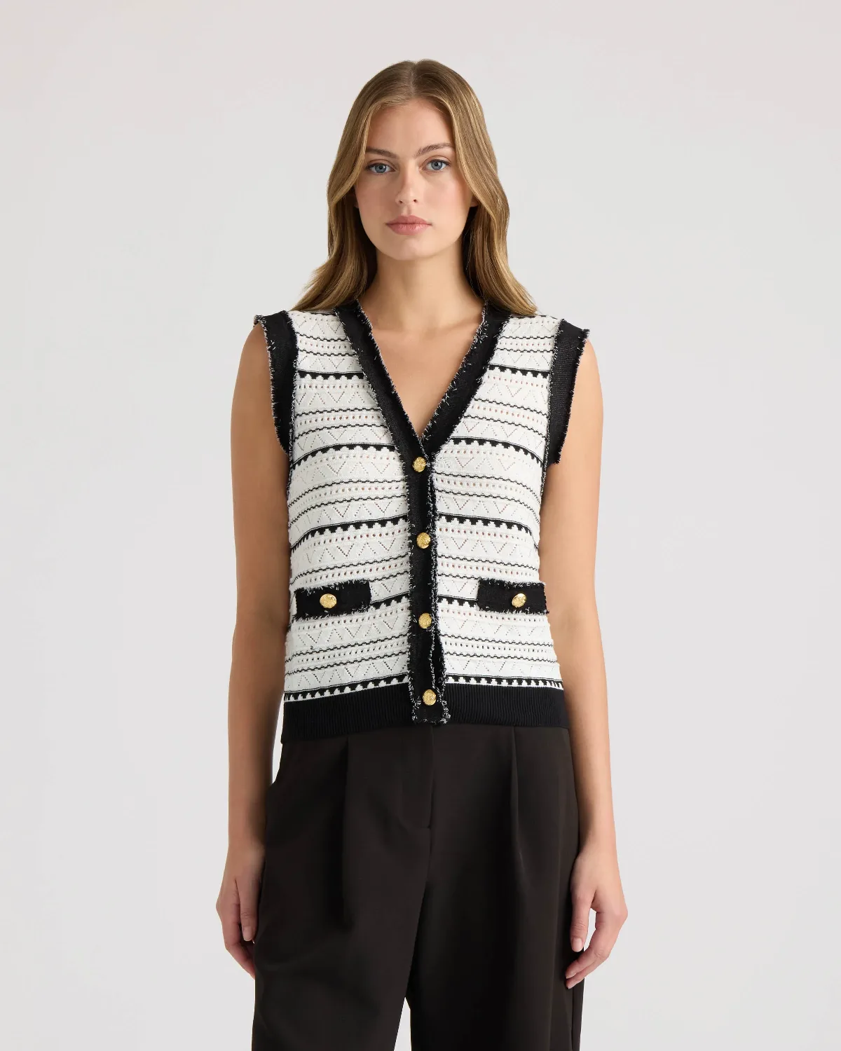 V-Neck Button Front Vest by NVLT