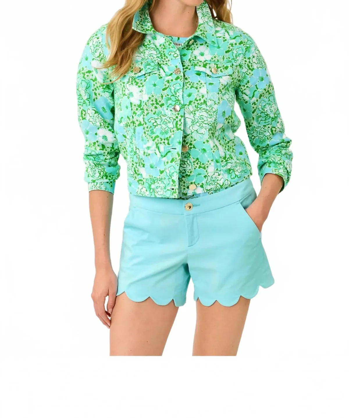 Seaspray Linen Jacket in Mint Condition Burst of Joy by Lilly Pulitzer