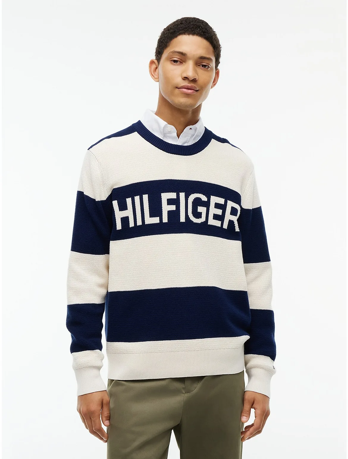 Hilfiger Logo Waffle-Knit Sweater by Tommy Hilfiger