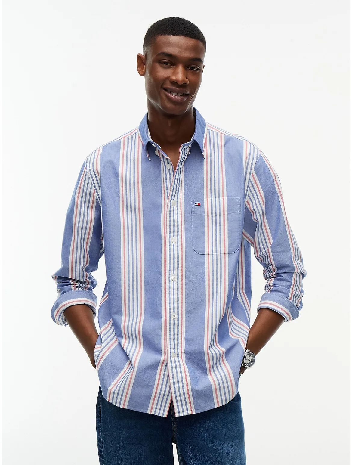 Classic Fit Multistripe Oxford Shirt