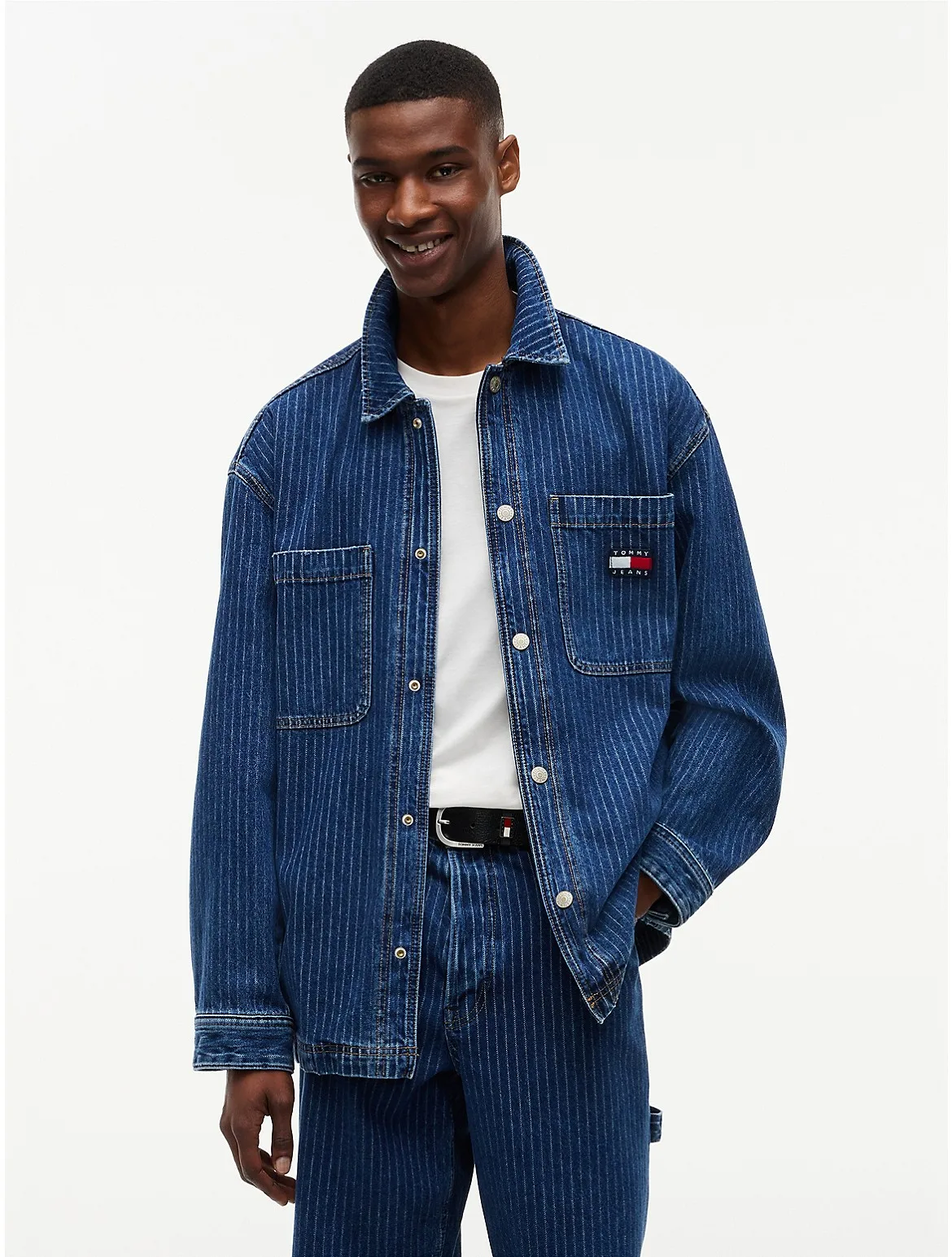 Tommy Jeans Striped Denim Shirt Jacket by Tommy Hilfiger