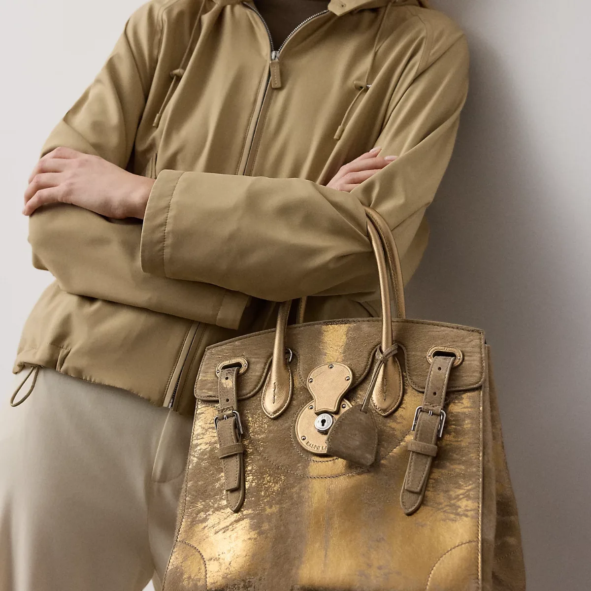 Extra-Soft Ricky 33 Foiled Haircalf Bag by Ralph Lauren Collection
