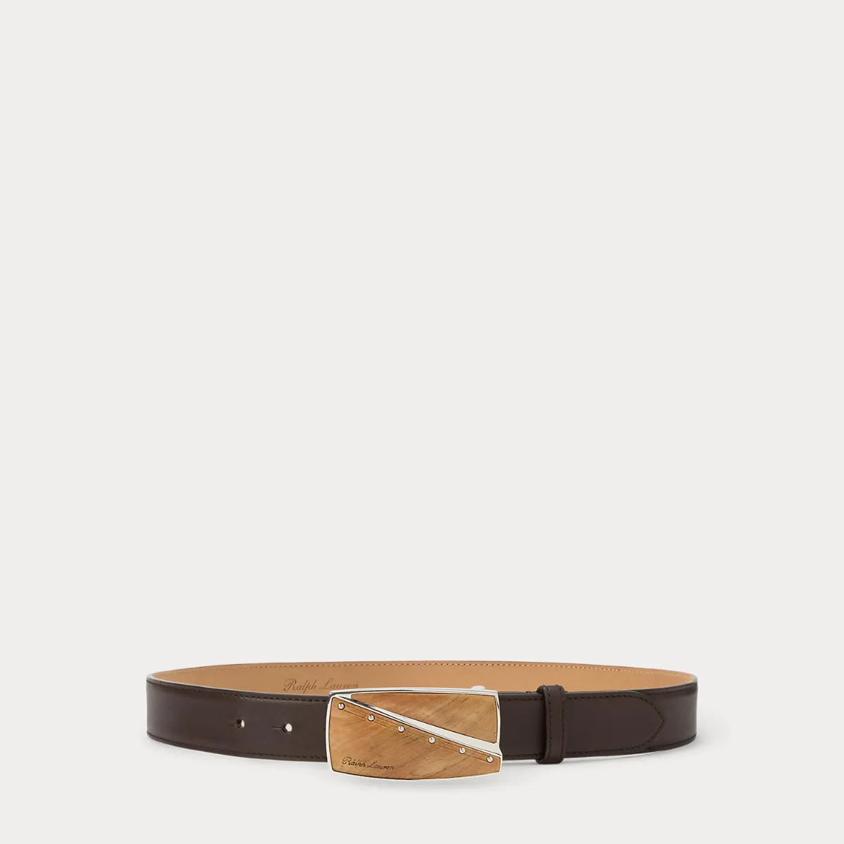 Abstract-Plaque-Buckle Calfskin Belt by Ralph Lauren Collection