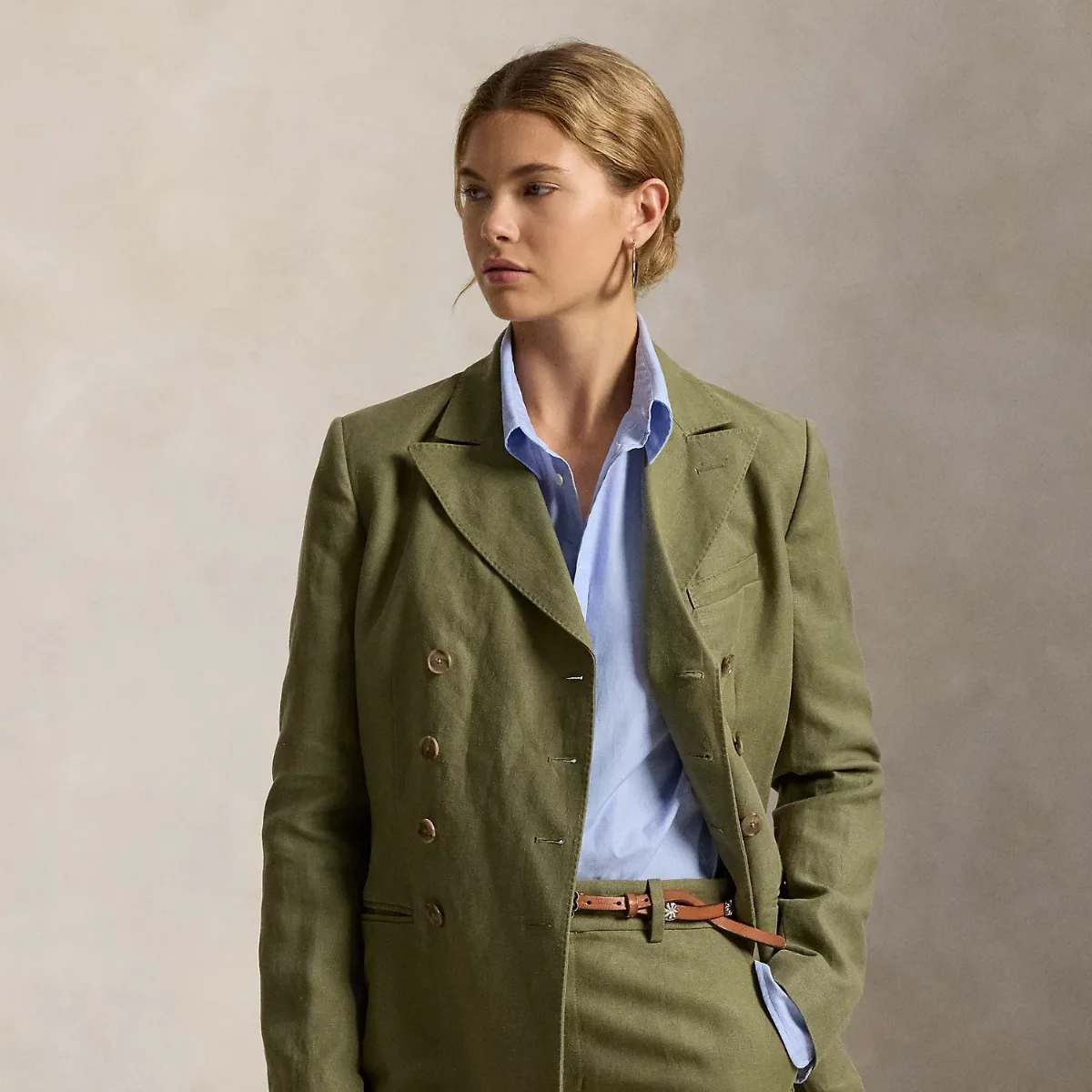 Double-Breasted Hemp-Linen Blazer