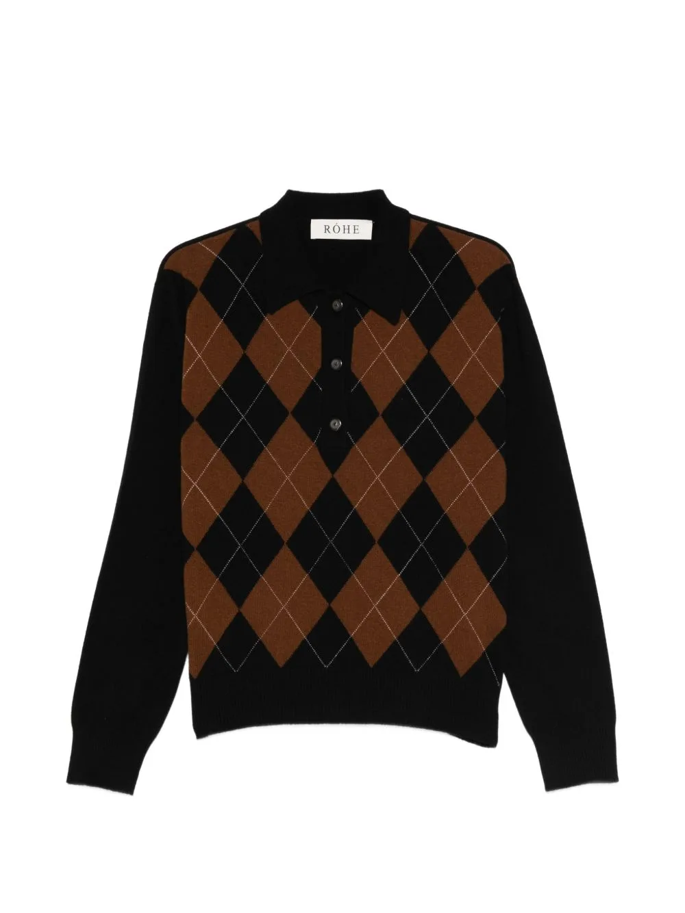 Argyle-Knit Polo Top by Róhe