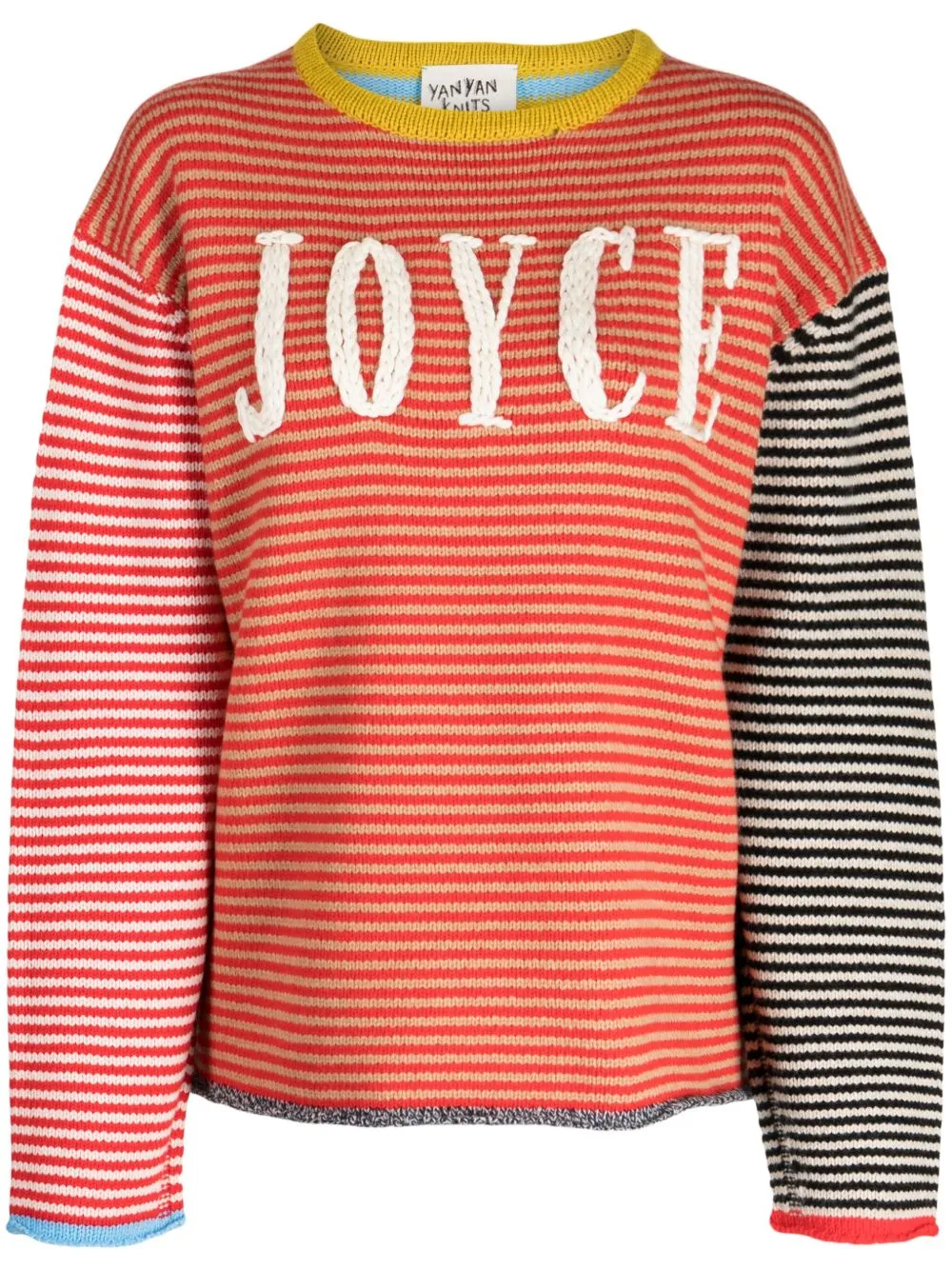 Stripe-Pattern Drop-Shoulder Jumper by YANYAN KNITS