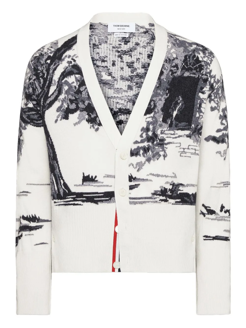 Intarsia Cashmere Cardigan by Thom Browne