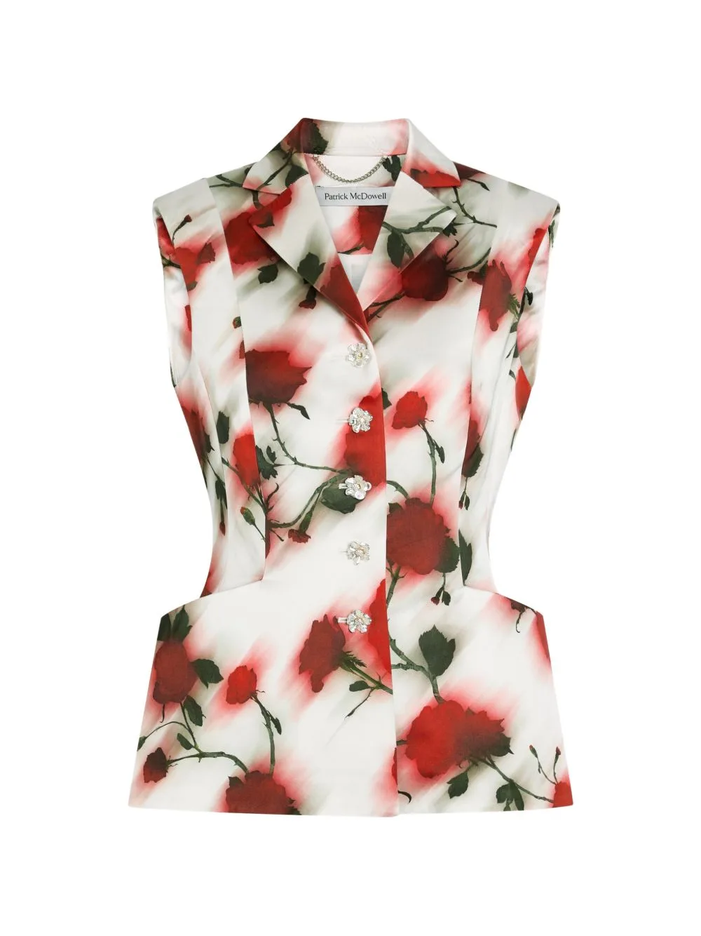 Embellished-Buttons Floral Waistcoat by Patrick McDowell