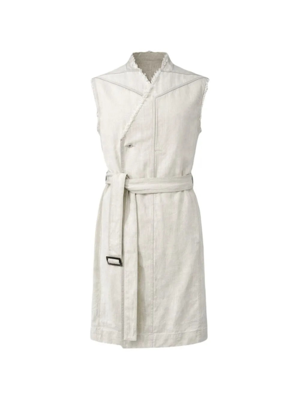 Temple Belted Fringed Sleeveless Coat by Rick Owens
