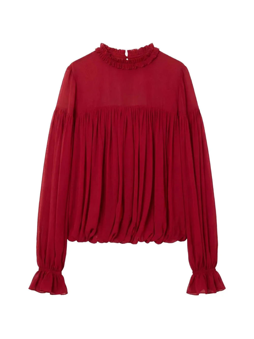 Pearl Ruffled Silk Blouse