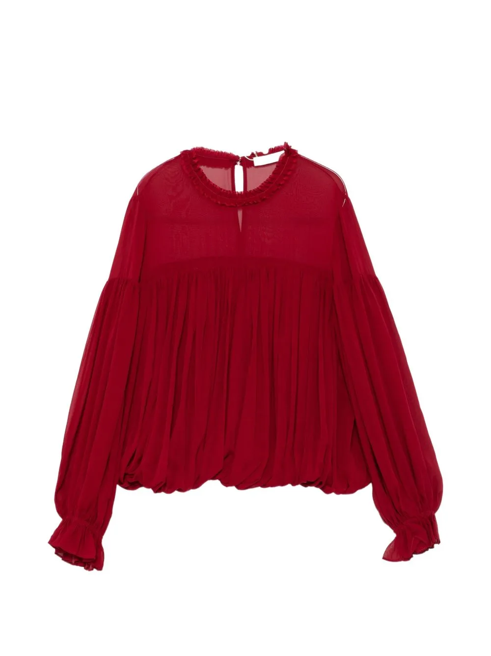 Pearl Ruffled Silk Blouse