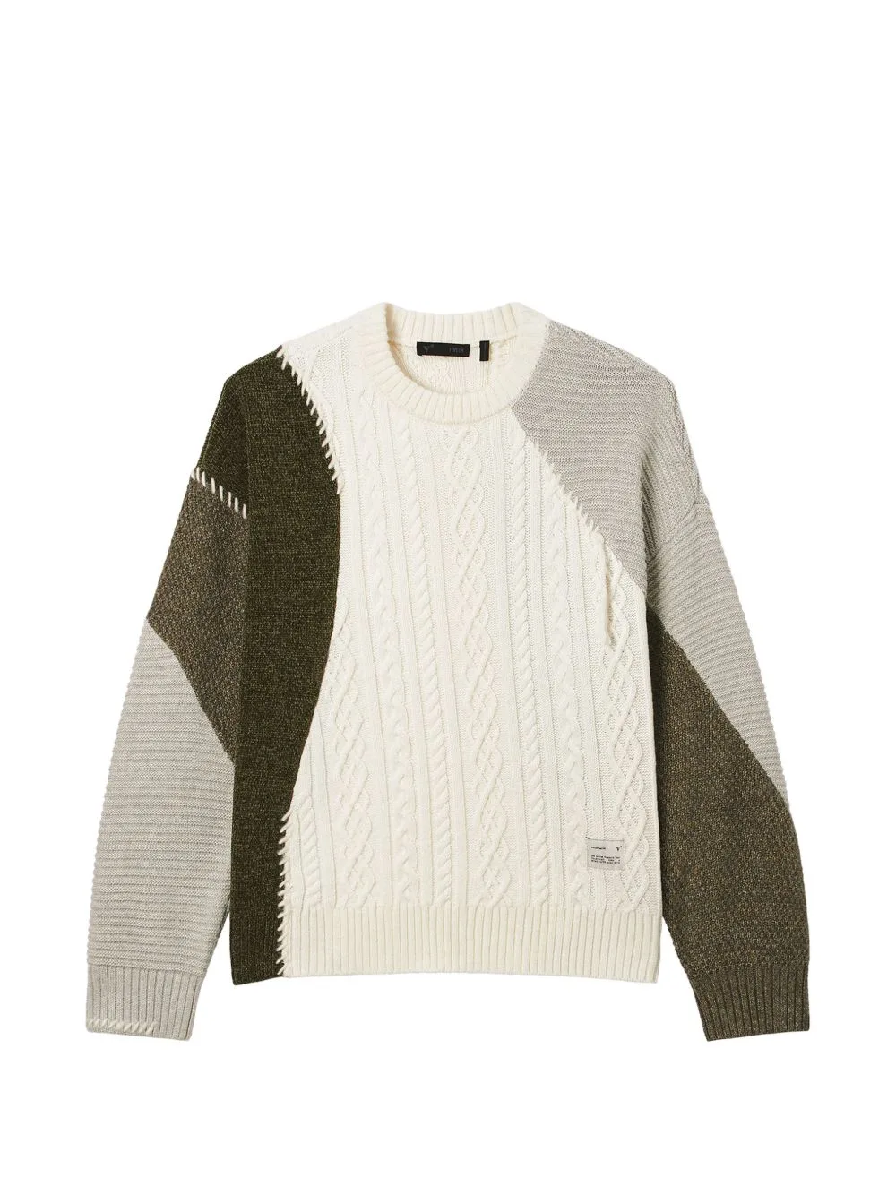 Cable-Knit Patchwork Sweater by FIVE CM