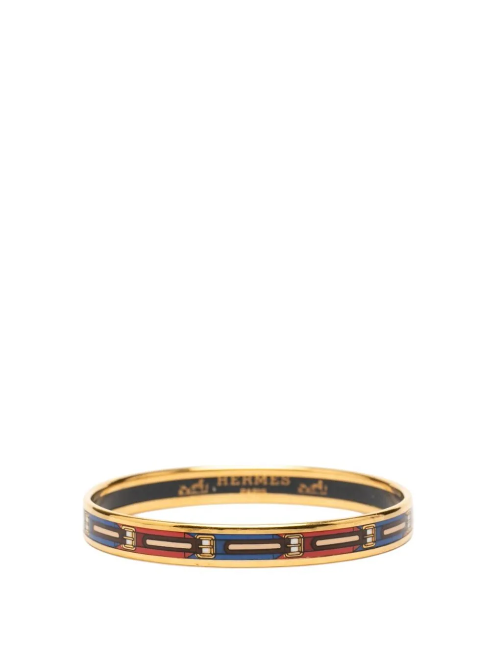 20th Century Narrow Belt Print Enamel Bangle 62 Costume Bracelet