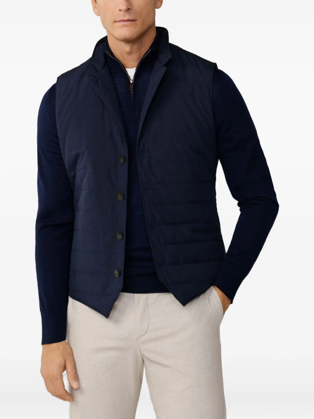 Quilted Knit-Back Gilet