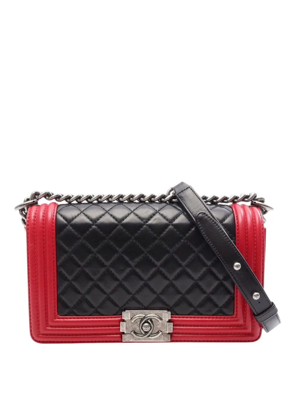 2012-2013 Old Medium Bicolor Quilted Lambskin Boy Flap Crossbody Bag by CHANEL Pre-Owned