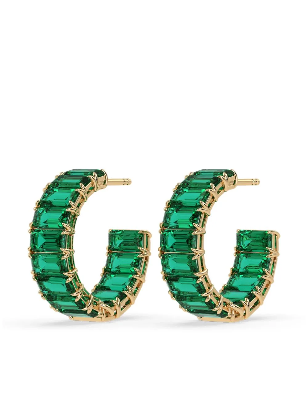 14kt Recycled Yellow Gold Eden Eternity Emerald Hoop Earrings by VEYNOU