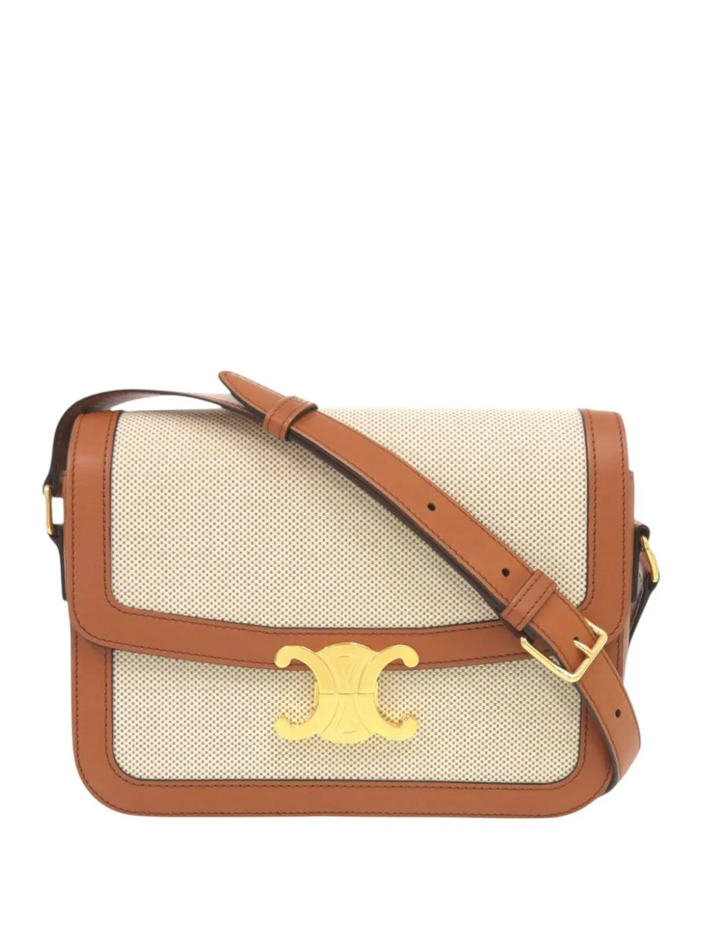 2000-2026 Classique Canvas and Calfskin Triomphe Crossbody Bag by Celine Pre-Owned