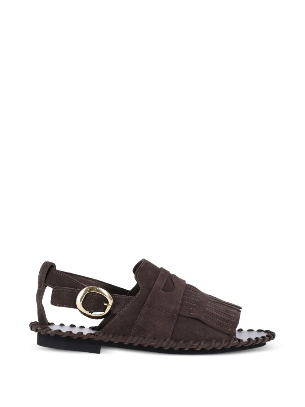 Fringe-Detail Buckled Sandals by Alexander Hotto