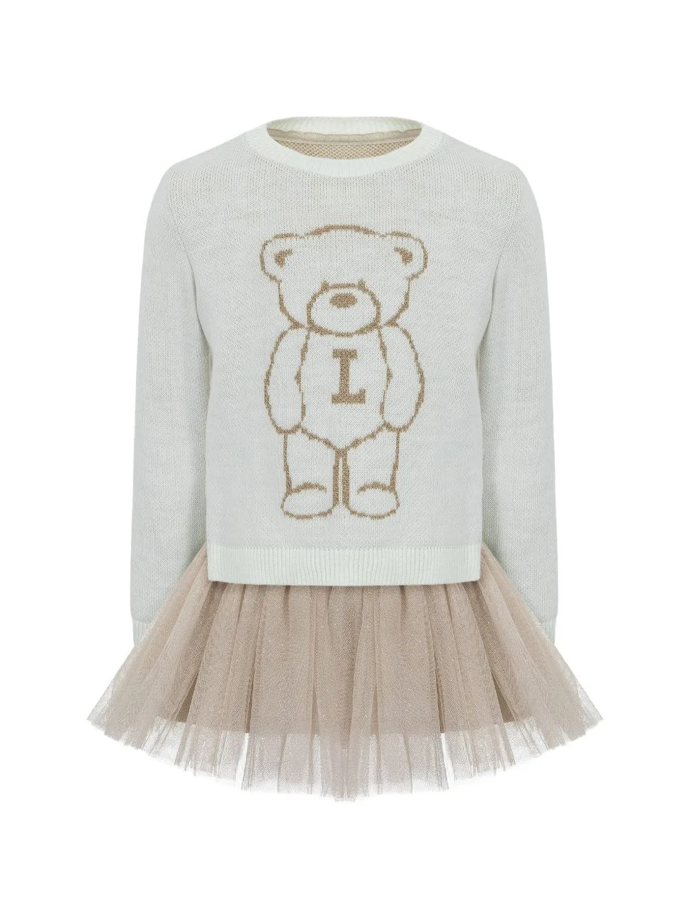 Bear-Motif Tulle-Skirt Dress by Lapin House